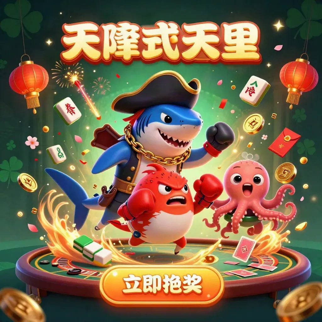 Pirate shark, boxing pufferfish, and juggling octopus amid casino magic and neon treasure.